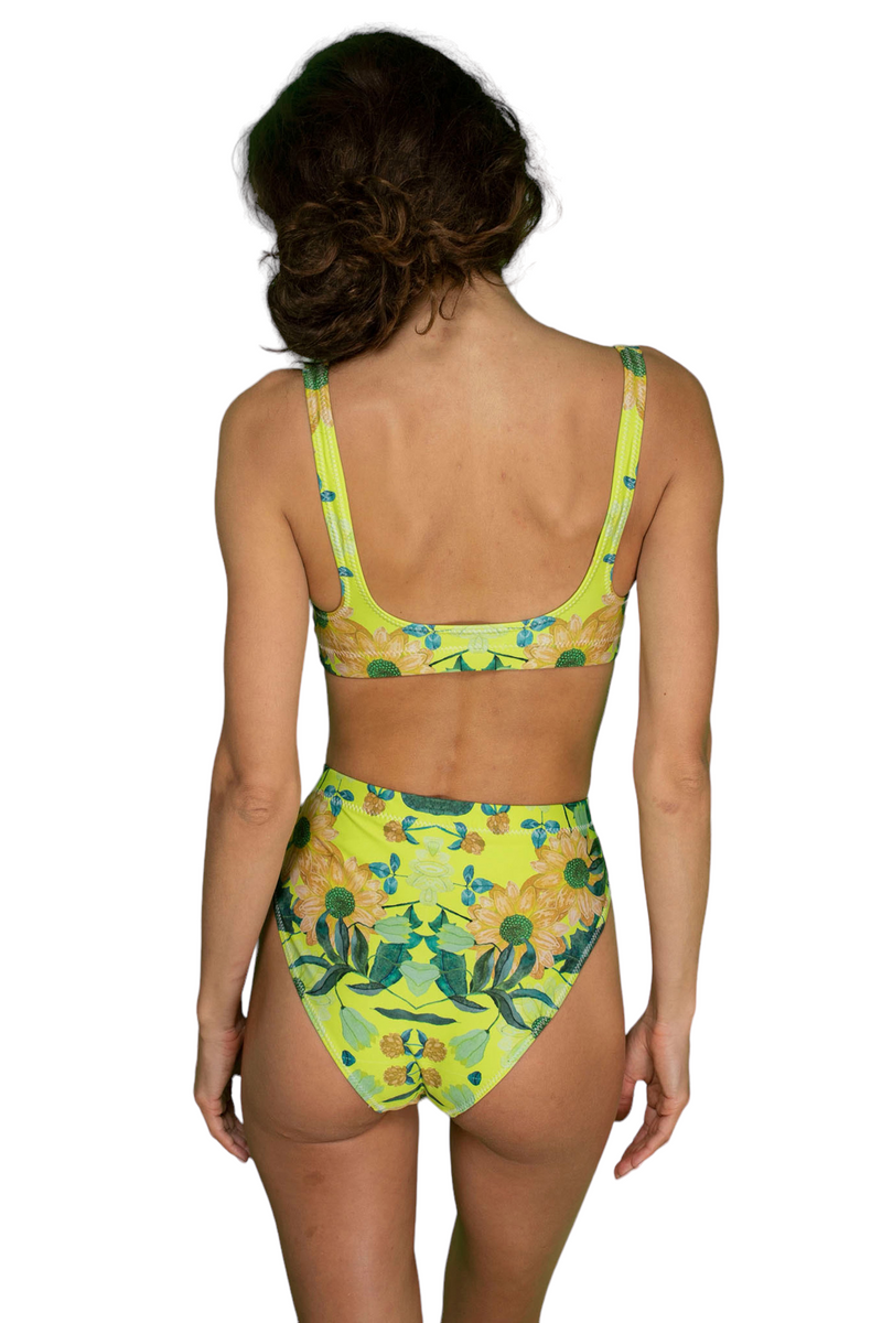 Green Floral High Waisted Bikini Set